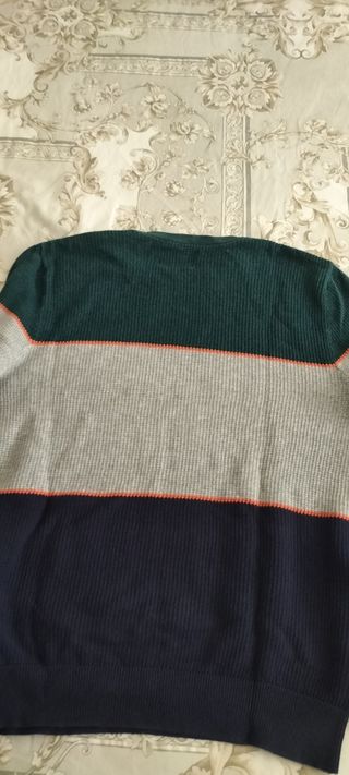 Jersey rayas verde-gris-azul M