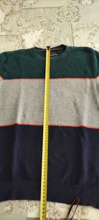 Jersey rayas verde-gris-azul M