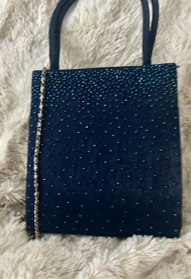 Precioso bolsito fiesta azul noche con piedritas