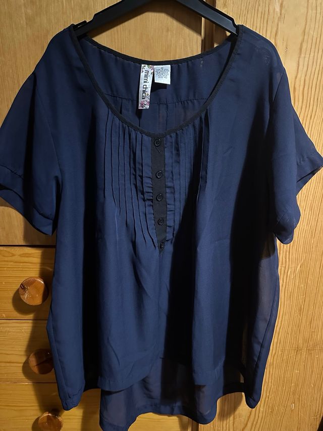 Blusa azul sedosa - Talla M
