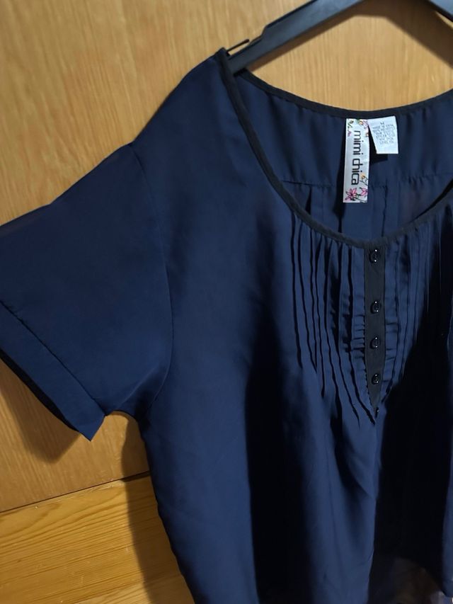 Blusa azul sedosa - Talla M