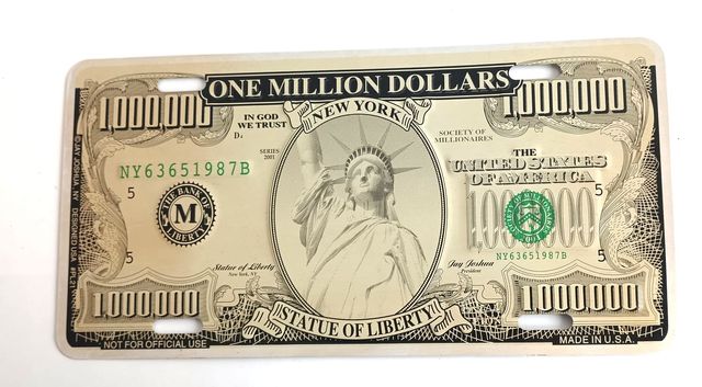 Placa decorativa US$1M metálica