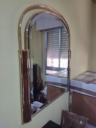 Espejo arqueado madera dorada