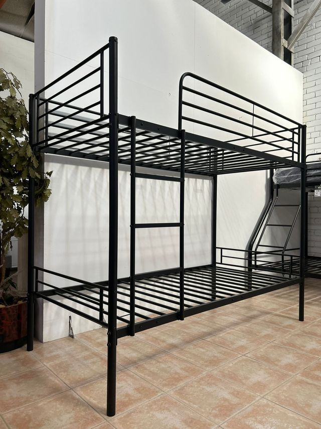 Litera Individual Metálica Negra - 2 camas