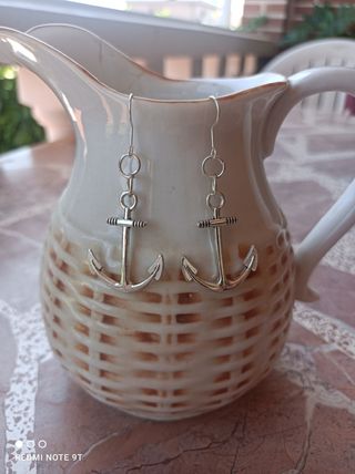Pendientes plata anclas