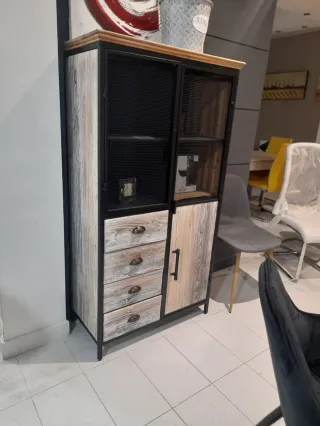 Vitrina Industrial Madera Metal