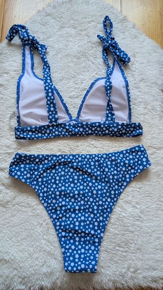 Bikini Shein azul estampado floral