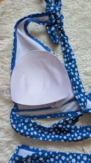 Bikini Shein azul estampado floral