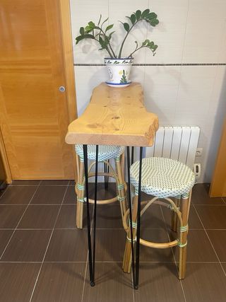 2 Taburetes mimbre blanco-verde