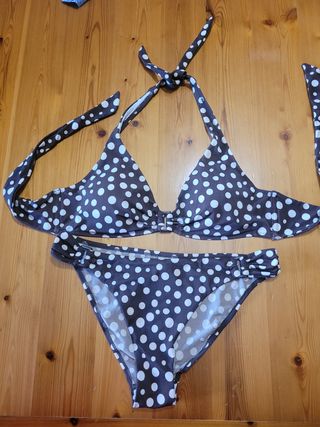 Bikini marrone e bianco a pois taglia 3