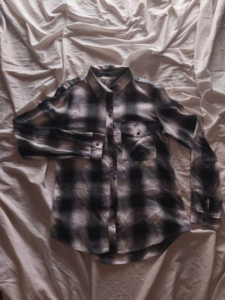 Camisa cuadros blanco-negro, talla S