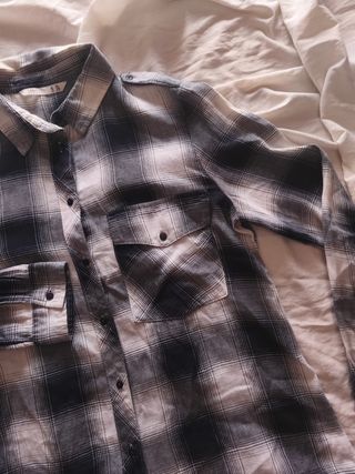 Camisa cuadros blanco-negro, talla S