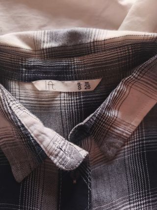 Camisa cuadros blanco-negro, talla S