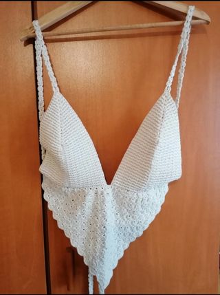 Top ganchillo beige - Talla única