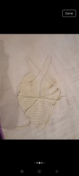 Top ganchillo beige - Talla única