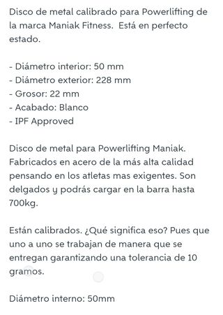 Disco peso 5kg MANIAK Fitness