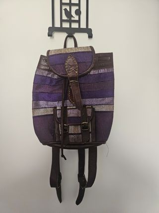 Mochilas cuero marrón-morado