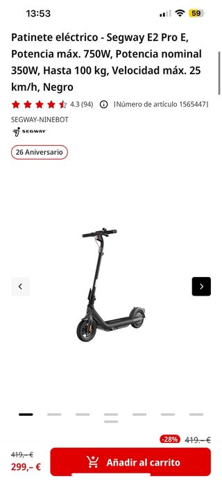 Patinete eléctrico Segway Ninebot E2 Pro