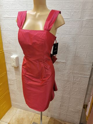 LIQUIDACION! Vestido rosa tafetán nuevo talla 40