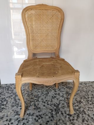 Silla vintage francesa de mimbre