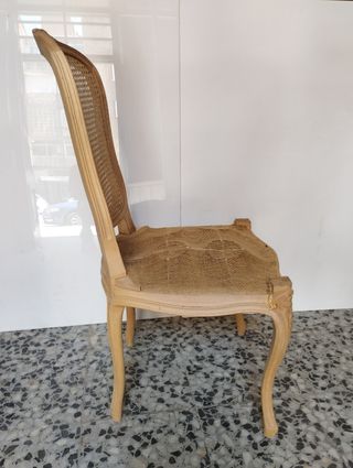 Silla vintage francesa de mimbre