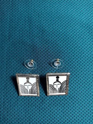 Pendientes artesanales | Plata y negro