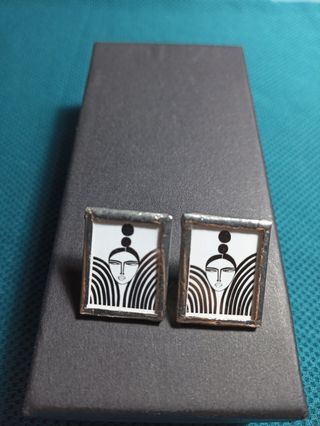 Pendientes artesanales | Plata y negro