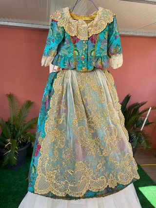 Traje Fallera niña - turquesa y dorado