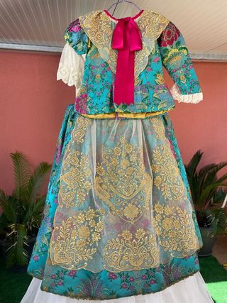 Traje Fallera niña - turquesa y dorado