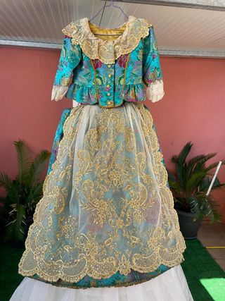 Traje Fallera niña - turquesa y dorado