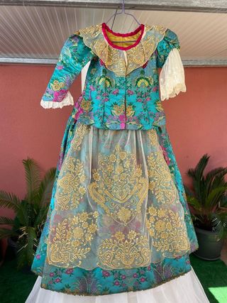 Traje Fallera niña - turquesa y dorado