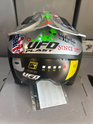 Casco moto XL trial UFO jet gris plata