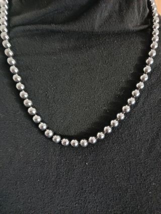 Collana vintage perle grigie