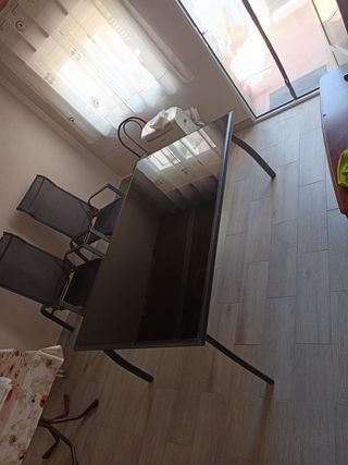 Mesa cristal aluminio jardín