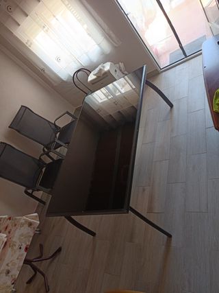 Mesa cristal aluminio jardín