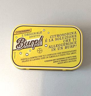 Rara Scatola latta farmaceutica Citrosodina