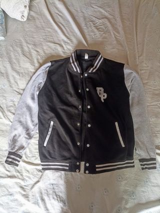 Giacca college uomo nero-grigio