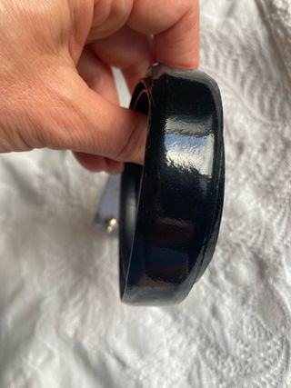 Cintura nera lucida - fibbia argento