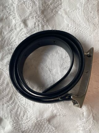 Cintura nera lucida - fibbia argento
