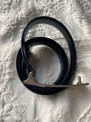 Cintura nera lucida - fibbia argento