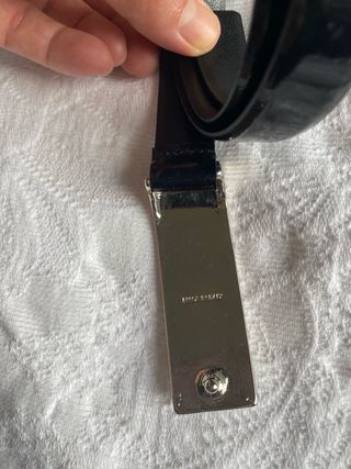 Cintura nera lucida - fibbia argento