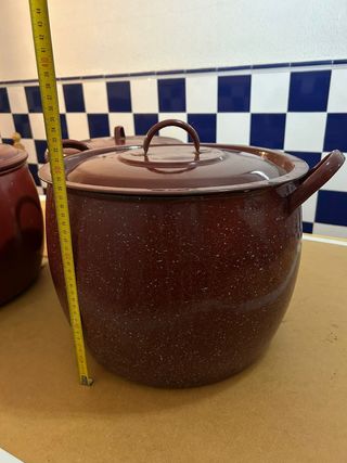 Juego de 3 peroles vintage marrones