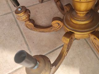 Lampadario legno dorato 6 luci