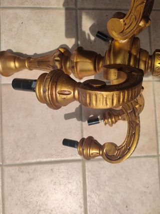 Lampadario legno dorato 6 luci