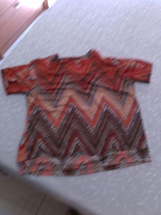 Blusa roja y marrón