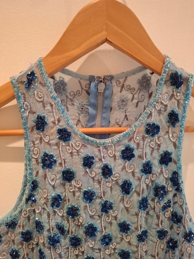 Top años 80 azul c/lentejuelas