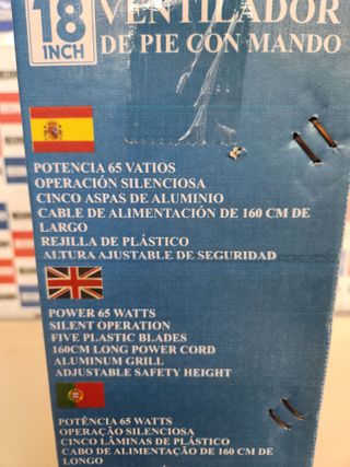 Ventilador de pie Spark 18" con mando, 65W, 5 aspas aluminio, altura regulable, silencioso S-18SF/R1