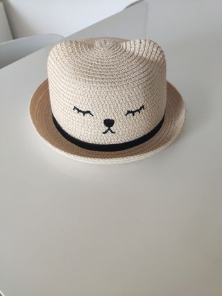 Gorro paja gato beige