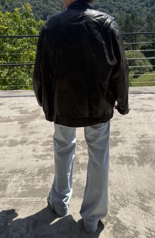 Chaqueta cuero marrón oversize