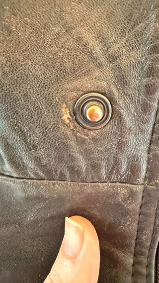 Chaqueta cuero marrón oversize